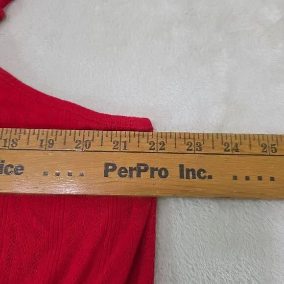 Torrid Pointelle V Neck Cinched Waist Peplum Tank Adrenaline Rush Red 2X (18-20) - Picture 4 of 10